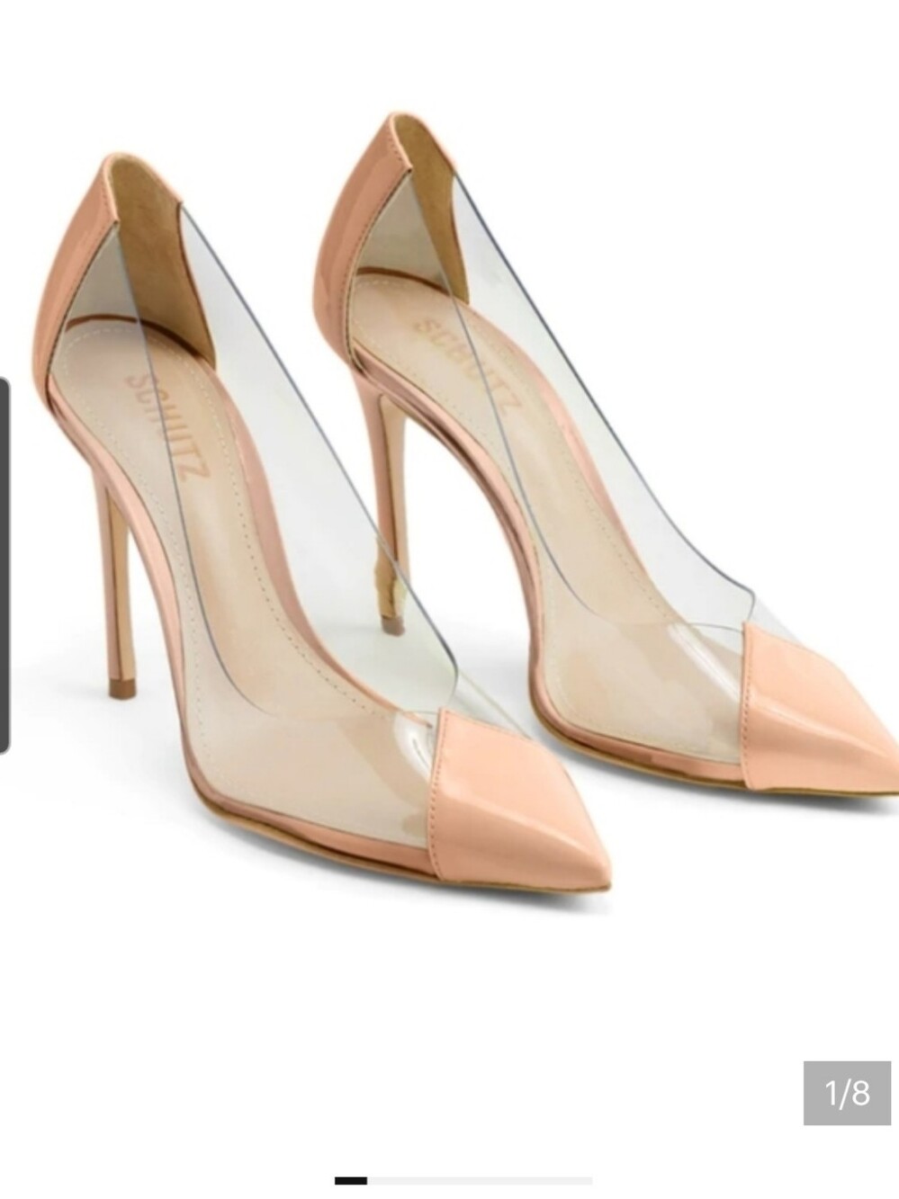 Schutz Nude Clear Pointed Toe Stiletto Pumps